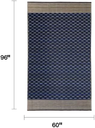 Fab Habitat Stripe Coastal Colorful Outdoor Rug - Waterproof, Crease-Free Fade Resistant, Reversible - Recycled Plastic - Patio Porch Balcony Deck Yard Garden - Montauk Navy & Sand - 5x8 ft - Image 2