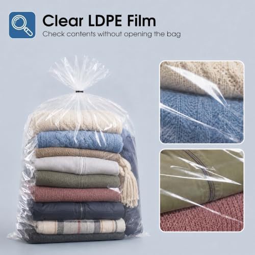 48x48 Open End Extra Large Storage Bags (50 Count) - 50 Black Ties Included - Image 5