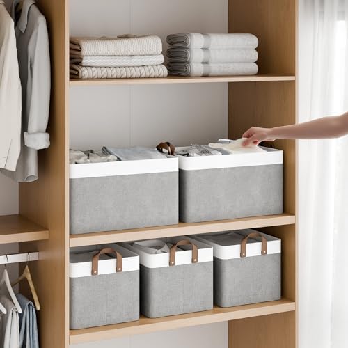StorageWorks Fabric Storage Bins, Gray and White, Extra Large, 2-Pack - Image 2