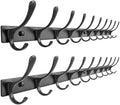SKOLOO Coat Rack Wall Mounted - 10 Hooks, Pack of 2, Heavy Duty, Stainless Steel, Metal Wall Hanger, Sturdy Coat Hooks for Hanging Coats, Jacket, Clothes, Hat, Black by SKOLOO