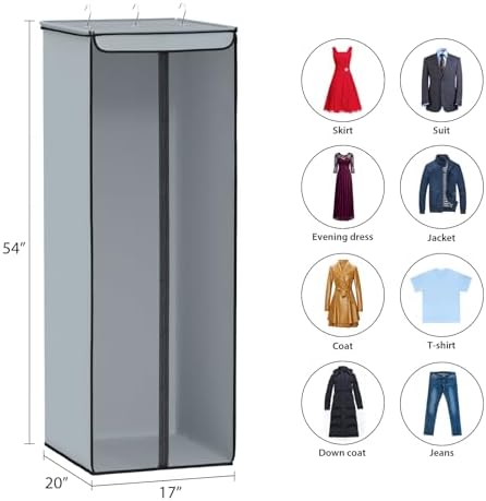 Univivi Garment Bags for Hanging Clothes, Cloth Bag 54 In, 2 PCS, Grey - Image 5