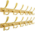 Dseap Coat Rack Wall Mount 24 Inch, Heavy Duty 12-Gauge Base vs Flimsy 1mm, Double-Thick Solid Anti-Snap Hooks, Stainless Steel 6-Hook Hanger for Clothes Hat Closet Entryway, Gold, Pack of 2 by Dseap