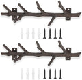 12" Cast Iron Tree Branch Vertical Coat Hat Rack Wall Mount Heavy Duty Decorative Coat Hook Rustic Hanger for Coats Bags Hats Key Entryway Bedroom Hallway Bathroom Storage (Rust Color,2 Pcs) by Unknown