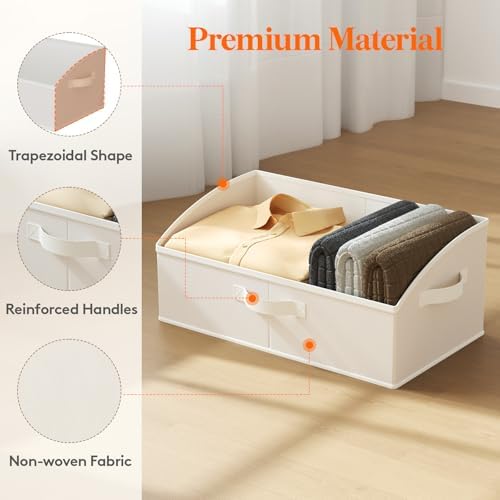 Lifewit Trapezoid Closet Storage Bin for Shelf, 6 Packs 23L, White - Image 5