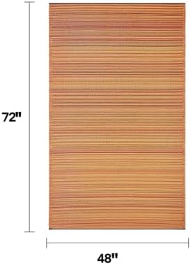 Fab Habitat Stripe Coastal Colorful Outdoor Rug - Waterproof, Crease-Free Fade Resistant, Reversible - Recycled Plastic - Patio Porch Balcony Deck Yard Garden - Cancun Terracotta - 4x6 ft - Image 2