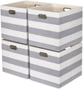 13 x 15 x 13 Inch Stripe Linen Storage Cube for Home Organizing, Pack of 4 by ORGMASTER