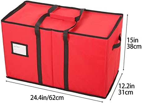 Sattiyrch Christmas Figurine Storage Box & Nutcracker Storage Container, 600D Canvas,Keeps 8 Holiday Figurines,15 Inches,Adjustable Area & Pockets for Decorations - Image 3