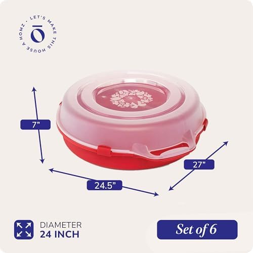 HOMZ Holiday Storage 24" Clear Plastic Wreath Container, Red, 6 Pack - Image 4