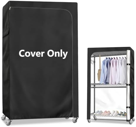 Rileytee Garment Rack Cover,600D Heavy Duty Waterproof Clothing Rack Cover,Clothes Rack Cover with Zipper for Metal Garment Rack(Black,46"W x 18"D x 80"H,Cover Only） by Rileytee
