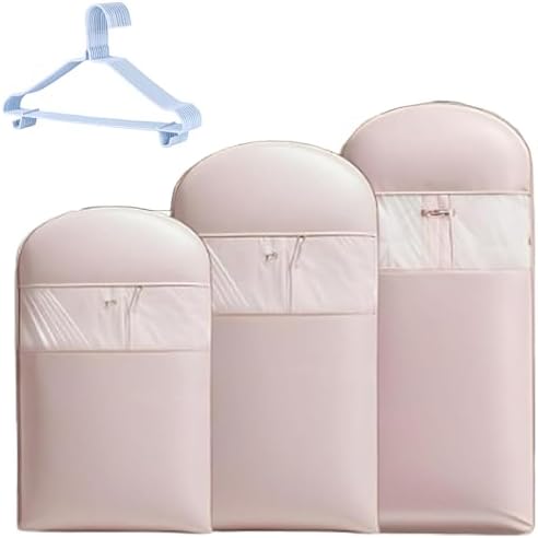 Space Saving Hanging Garment Bag with Self Compression Zipper, Space Saver Closet Organizers, Prevent Dust, No Taste, Space Saving Hanging Protector for Down Coat (Pink, 3 sizes) by Unknown
