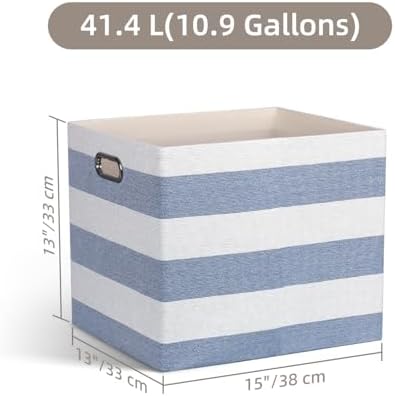 13 x 15 x 13 Inch Stripe Linen Storage Cube for Home Organizing, Pack of 4 - Image 2
