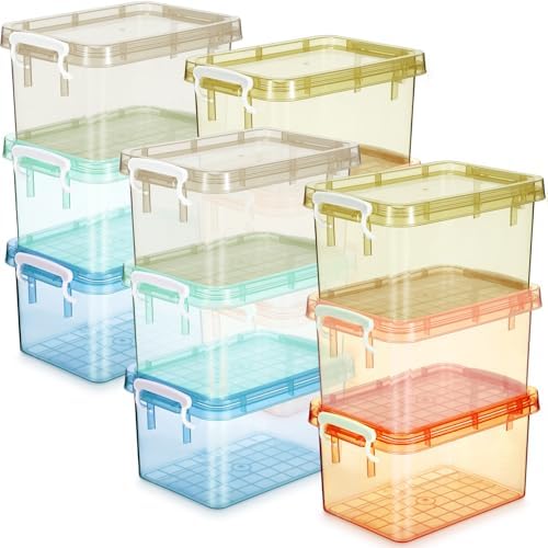 Wenqik 12 Pack Colorful Plastic Storage Bins with Lids, Pastel by Wenqik