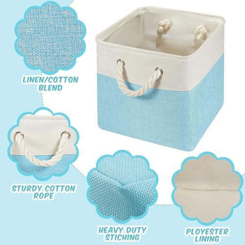 6 Pack 13x13 Inch Cube Storage Bins Fabric Square Cube Baskets, Mermaid - Image 3