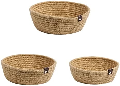 Atyhao Natural Cotton Rope Storage Baskets, Multi Sized 3 Pieces Set Round Organizer Bins for Home Decor Closet Toys Desktop Cosmetic Kid's Room Storage Nursery Bins (Hemp Rope) - Image 3
