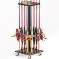 Fishing Rod Rack for 16 Poles - 360° Rotating Base, Easy to Install & Durable Wooden Pole Holders for Garage, Fishing Rod Equipment Organizer Storage Stand for Ground, Fishing Gifts for Men, Brown by OFIDELITY