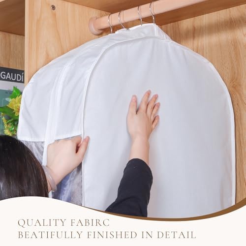 Univivi 40 Inch Cotton Garment Bags for Hanging Clothes 2 Pack, White - Image 4