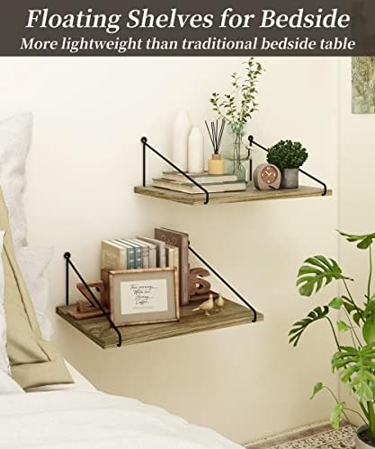Afuly Rustic Floating Shelves for Wall, 12 Inch Deep Wooden Shelf Set of 2 - Image 6