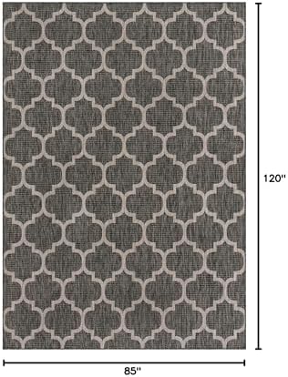 Unique Loom Outdoor Trellis Collection Area Rug (7' 1" x 10' Rectangle, Black/ Ivory) - Image 2