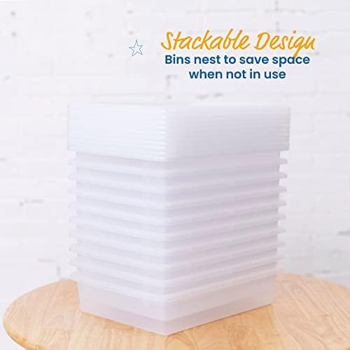 ECR4Kids Letter Size Tray Organizer with Lid, Small, 10-Piece, Clear - Image 5
