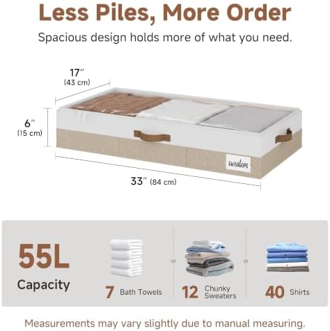 StorageWorks 6 Inch Low Profile Under Bed Storage Containers with Clear Lid - Image 2