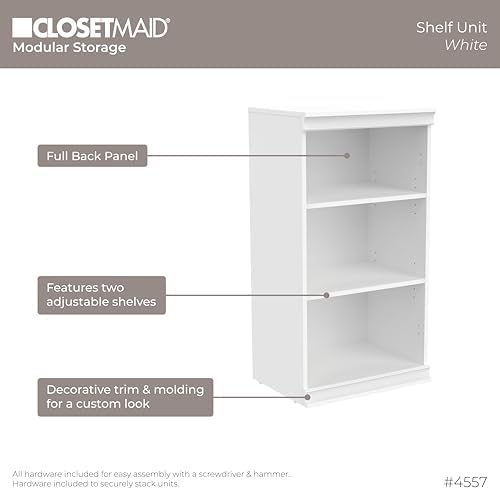 ClosetMaid Modular Storage Shelf Unit with 3 Shelves, White - Image 4
