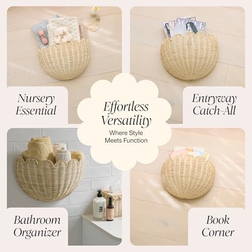 BEBE BASK Scalloped Wicker Wall Basket - The Original - 16 x 10 x 7 In - Image 6