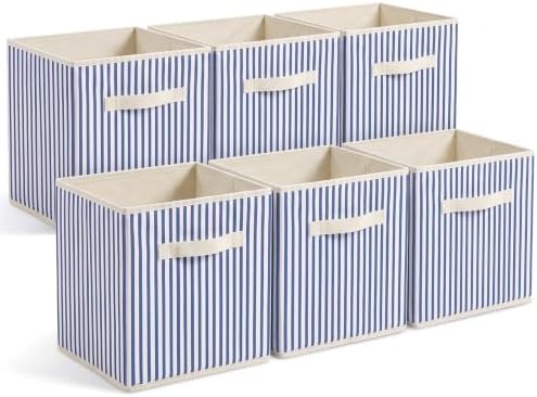 Amyhill 6 Pack Blue Striped Basics Collapsible Fabric Storage Bins by Amyhill