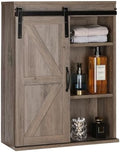 RUSTOWN Farmhouse Bathroom Wall Cabinet with Sliding Barn Door by RUSTOWN