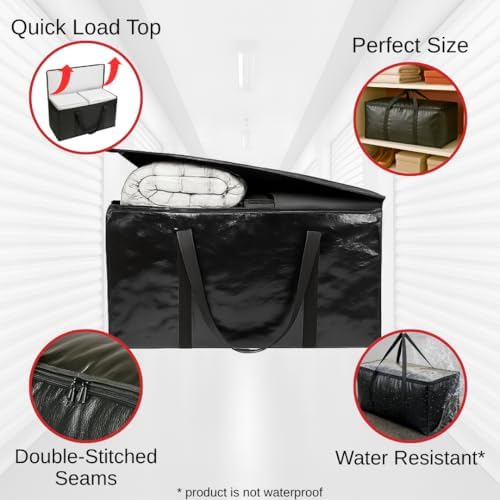 BAG-THAT! 10 - Pack Heavy Duty Large Moving Bag with Strong Zipper and Comfortable Handles Durable & Sturdy Large Storage Bags Totes Bins Packing Moving Boxes College Supplies for Packing - Image 2