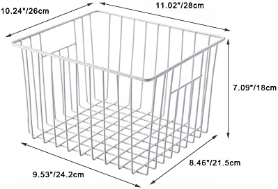 SANNO Freezer Wire Storage Organizer Basket, Refrigerator Storage Baskets Bins Organizer with Built-in Handles for Cabinets, Pantry, Closets, Bedrooms 4 Pack 11"x10"x 7" White - Image 7