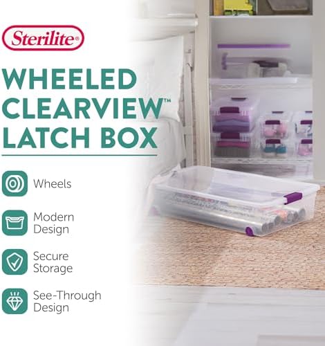 Sterilite 12-Pack ClearView Latch Box, Wheeled Underbed Organizer Bins for Home, 60 Quart - Image 2