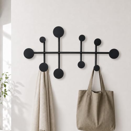Wall Mounted Coat Rack, Minimalist Metal Coat Hooks for Entryway, Black by Unknown