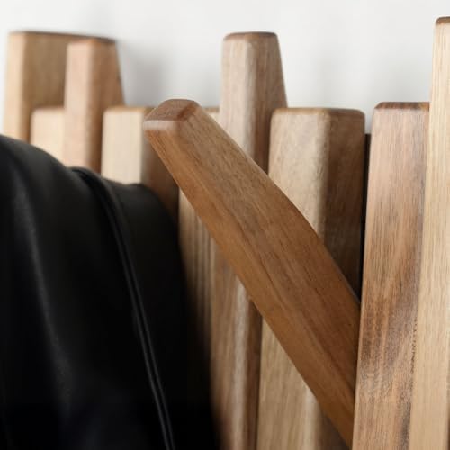 Walnut Piano Key Coat Rack with 4 Flip Hooks - Image 2