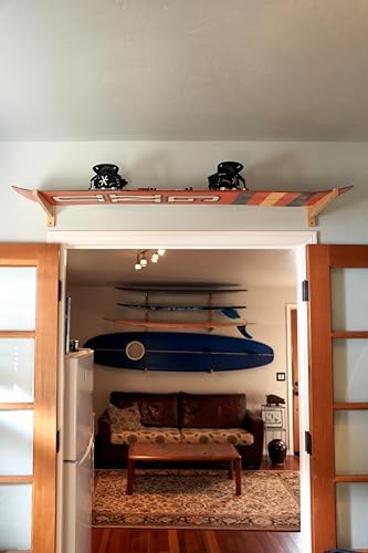 Compact Snowboard Wall Mount, Bamboo Snowboard Rack for Small Spaces, Space-Saving Storage Holder Fits Boards with Bindings, Home, Apartment, Dorm - Image 2