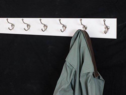 PegandRail White Wall Mounted Coat Rack with Satin Nickel Hooks 4.5" Ultra Wide (30.5 x 4.5 with 6 Hooks) - Image 2