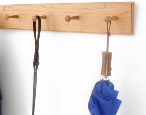 Cherry Shaker Peg Rack 4.5" Extra Wide (Natural, 46" x 4.5" with 8 pegs) - Image 3