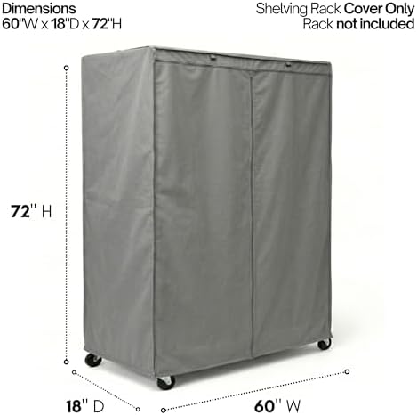 Formosa Covers Premium Wire Shelf Cover - Perfect Fit for Wire Shelving - Versatile Shelf Covers Protects & Organize - Ideal for Outdoor Storage Shelf - Wire Rack Cover - 60Wx18Dx72H Inches - Grey - Image 2