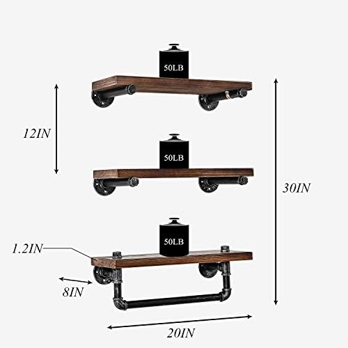 DR.IRON Industrial Pipe Shelving Wall Mounted 3 Tier Rustic Bathroom Shelves Wall Pipe Shelf for Bathroom Decor - Image 2