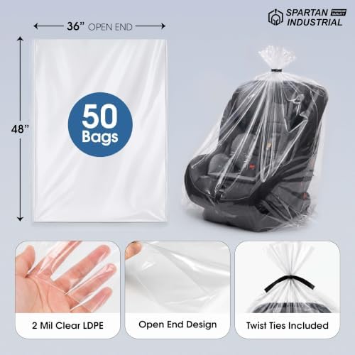36" X 48" Open End Large Storage Bags (50 Count) - 50 Black Ties Included - Image 2