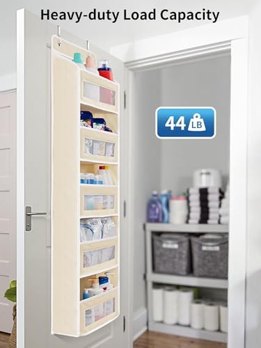 JARLINK Over the Door Organizer for Pantry, Bathroom, 5 Shelf Beige, 2 Pack - Image 7