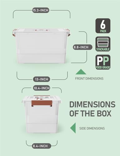 WYT 6 Pack 17qt Clear Plastic Storage Bin with Lid and Latching Buckles, Stackable Tote Organizing Box with Handle - Image 2
