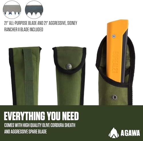 AGAWA - BOREAL21 Tripper Kit - Includes 21" Folding Saw, Nylon Carrying Case, 21" All-Purpose & 21" Aggressive Blade - For Camping, Hiking & Survival Gear (Black Frame/Yellow Handle) - Image 4