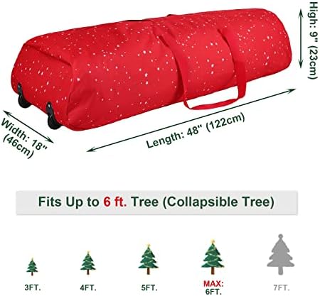 Surblue Christmas Tree Storage Bag - Fits Up to 6 ft. Tall Artificial Disassembled Trees, Durable Handles & Sleek Dual Zipper - Premium Large Holiday Xmas Bag Made of Tear Proof 600D Oxford (Red) - Image 5