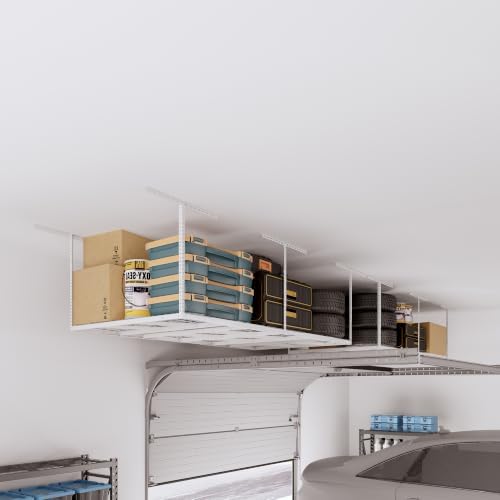 FLEXIMOUNTS 4x8 Overhead Garage Ceiling Storage Rack Organization, White - Image 2