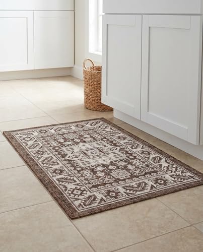 Rugs.com - Outdoor Aztec Rug – 2' x 3' 1 Brown Indoor/Outdoor Rug – Weather Resistant Flatweave for Patios, Decks, and Entryways - Image 5