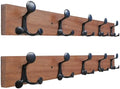 SKOLOO 24-Inch Wood Coat Rack Wall Mount with 5 Triple Hooks - Ideal for Family Entrances, Classrooms, and Pet Supplies Storage - Perfect Coat Hooks for Wall,Mahogany (Sapele), Pack of 2 by SKOLOO