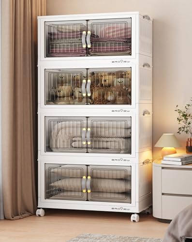 BROVIEW 240Qt Stackable Storage Bins with Lid for Home Dorm, 4Pack White by BROVIEW-EnjoytheArtofLife