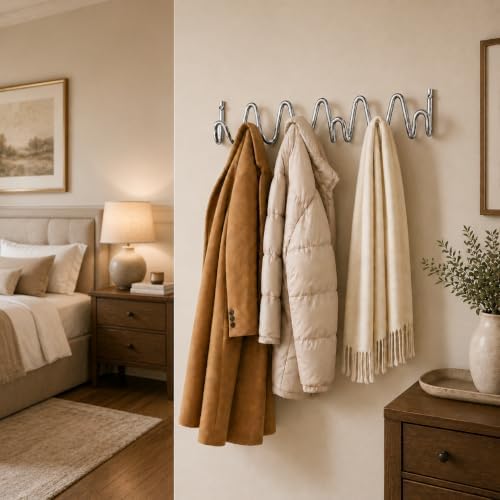 Coat Rack Wall Mount, Modern Wave Metal Wall Hooks - Image 7