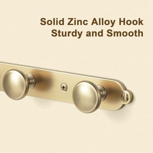 Goo-Ki 1 Pack Champagne Bronze Coat Rack Wall Mount Heavy Duty, Towel Rack Zinc Alloy Coat Hooks Wall Mounted for Bag Hat Clothes Scarf - Image 2