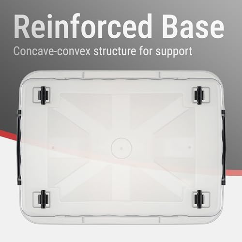 Cetomo 60Qt*6 Plastic Storage Bins with Lids, Storage Box with Wheel, Organizing Container with Wheels and Durable Lid, Stackable, Nestable, Transparent with Black Buckle, 60Quart-6 Pack - Image 6